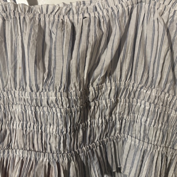 Forever 21 Crop Button Down Shirt Blue and White Striped - Picture 6 of 6